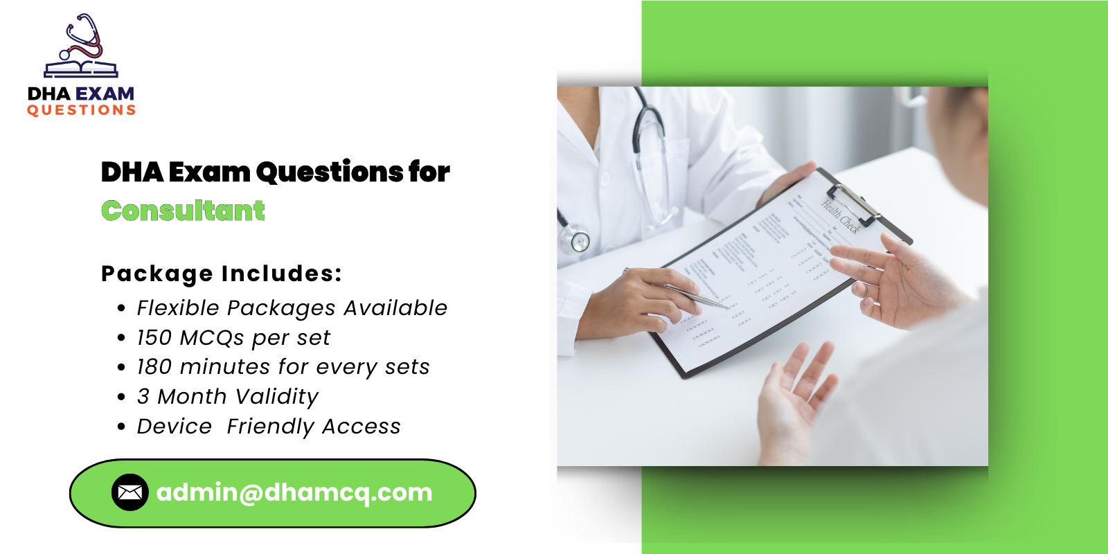 DHA Exam Questions for Consultant