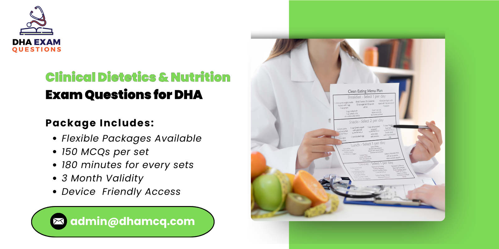 Clinical Dietetics Nutrition Exam Questions for DHA